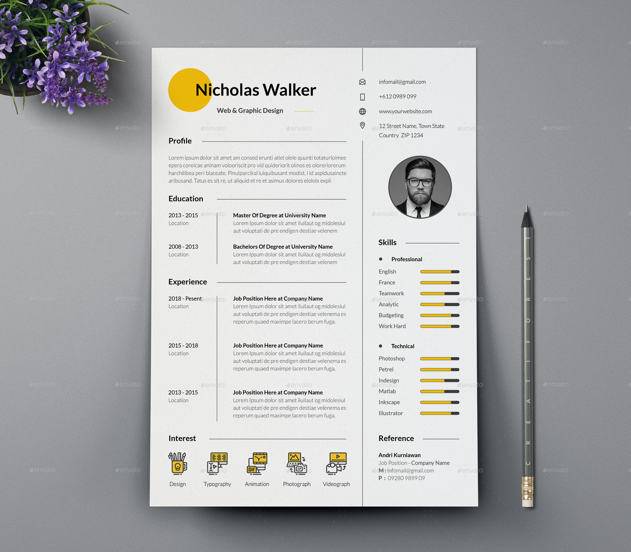 Resume / CV Template Vol.11 by Creatiforest | GraphicRiver