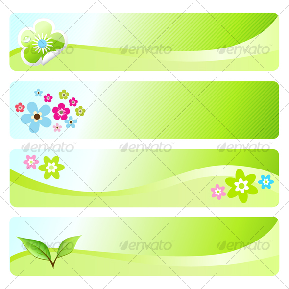 Four spring banners - Characters Vectors