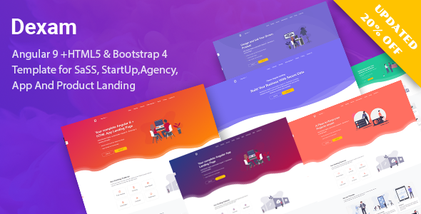 Dexam - Angular 9 & Bootstrap SaaS, Startup & Product Landing Page