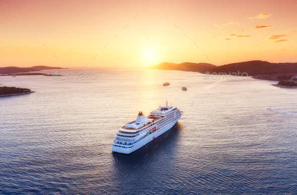 Cruise ship and sunset - Stock Photo - Images