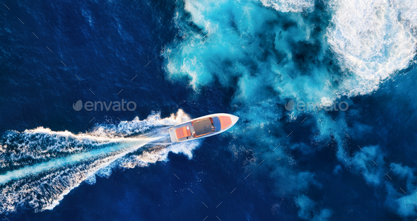 Fast boat. Aerial view