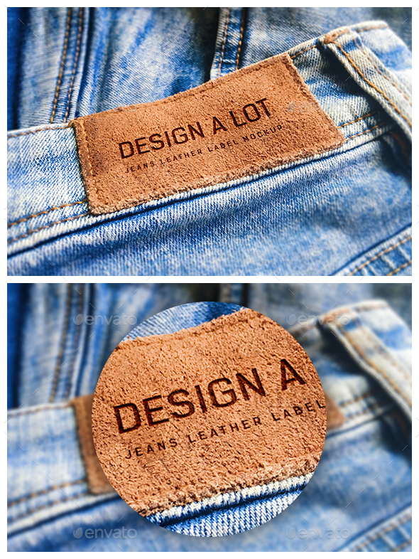 Download Engraved Brown Leather Label On Blue Jeans By Casotabogdan Graphicriver