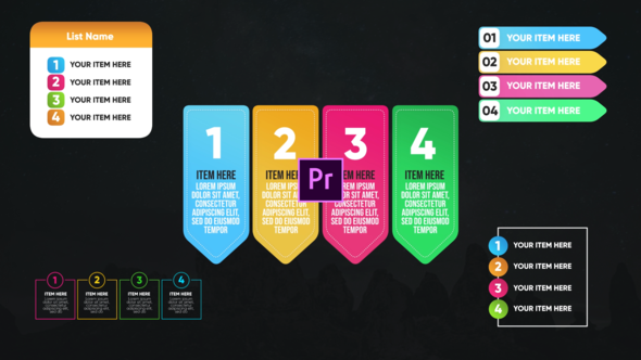 Infographic Colorful Lists-Premiere Pro