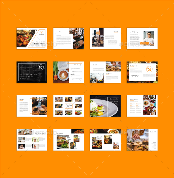 Restaurant Catalog Brochure Magazine Template, Print Templates