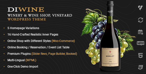 Diwine – Winery & Wine Shop, Vineyard WordPress Theme