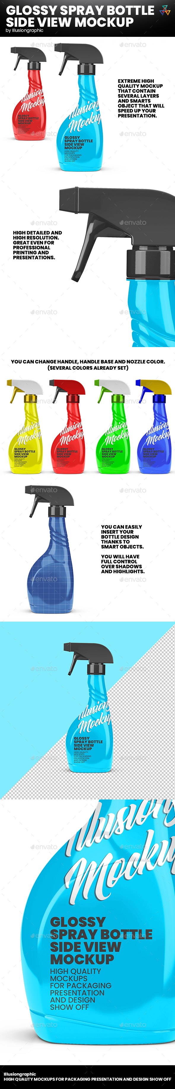 Download Glossy Spray Bottle Side View Mockup By Illusiongraphic Graphicriver