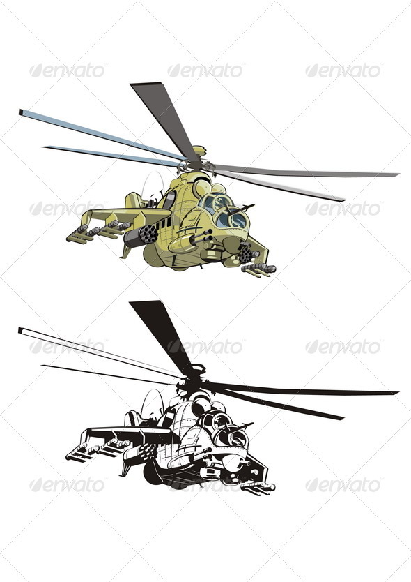 Cartoon Strike Helicopter - Characters Vectors