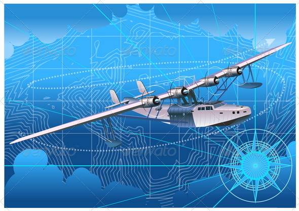 Retro Seaplane 30-s - Travel Conceptual