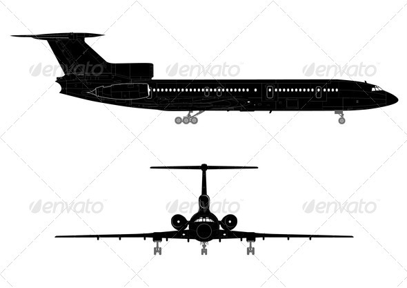Hi-detail Silhouette of Jetliner - Man-made Objects Objects
