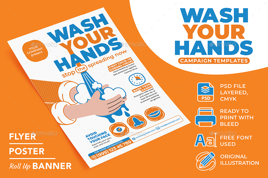 Wash Your Hands Campaign Templates, Print Templates | GraphicRiver