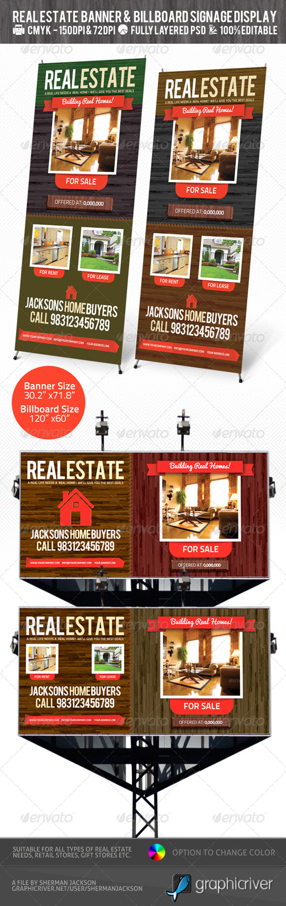 Real Estate Outdoor Banner & Billboard Signage PSD - Signage Print Templates