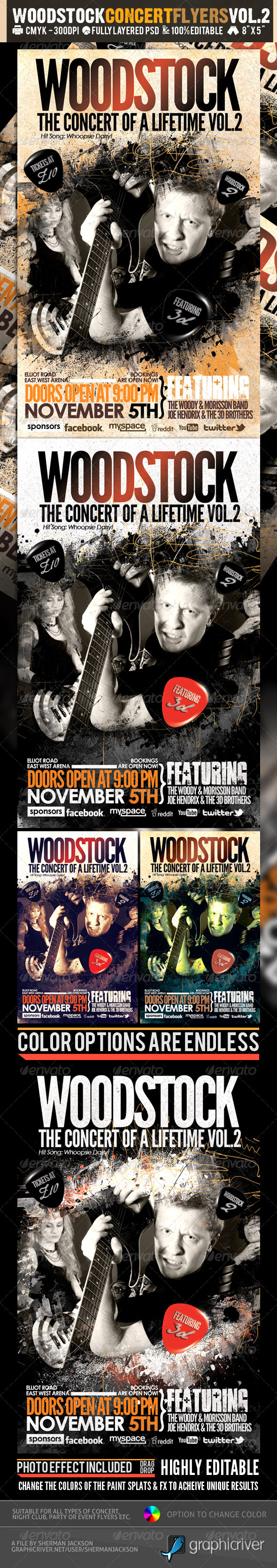 Woodstock PSD Flyer Templates Vol-2 - Concerts Events