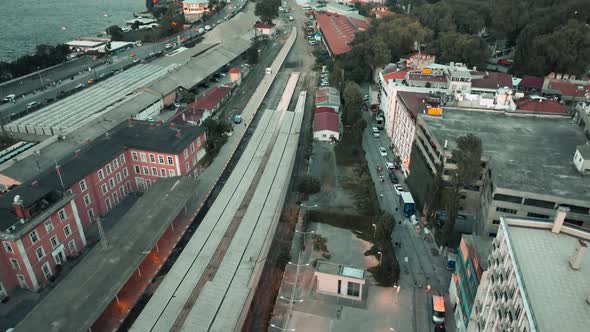 city and drone shooting