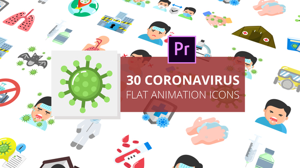 Coronavirus Flat Animation Icons | Premiere Pro MOGRT