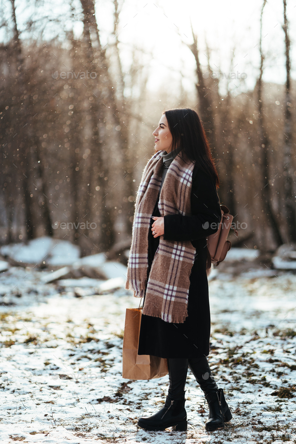 Young Beautiful Model Posing In Winter Forest. Stylish Fashion Portrait  Stock Photo, Picture and Royalty Free Image. Image 46896108.