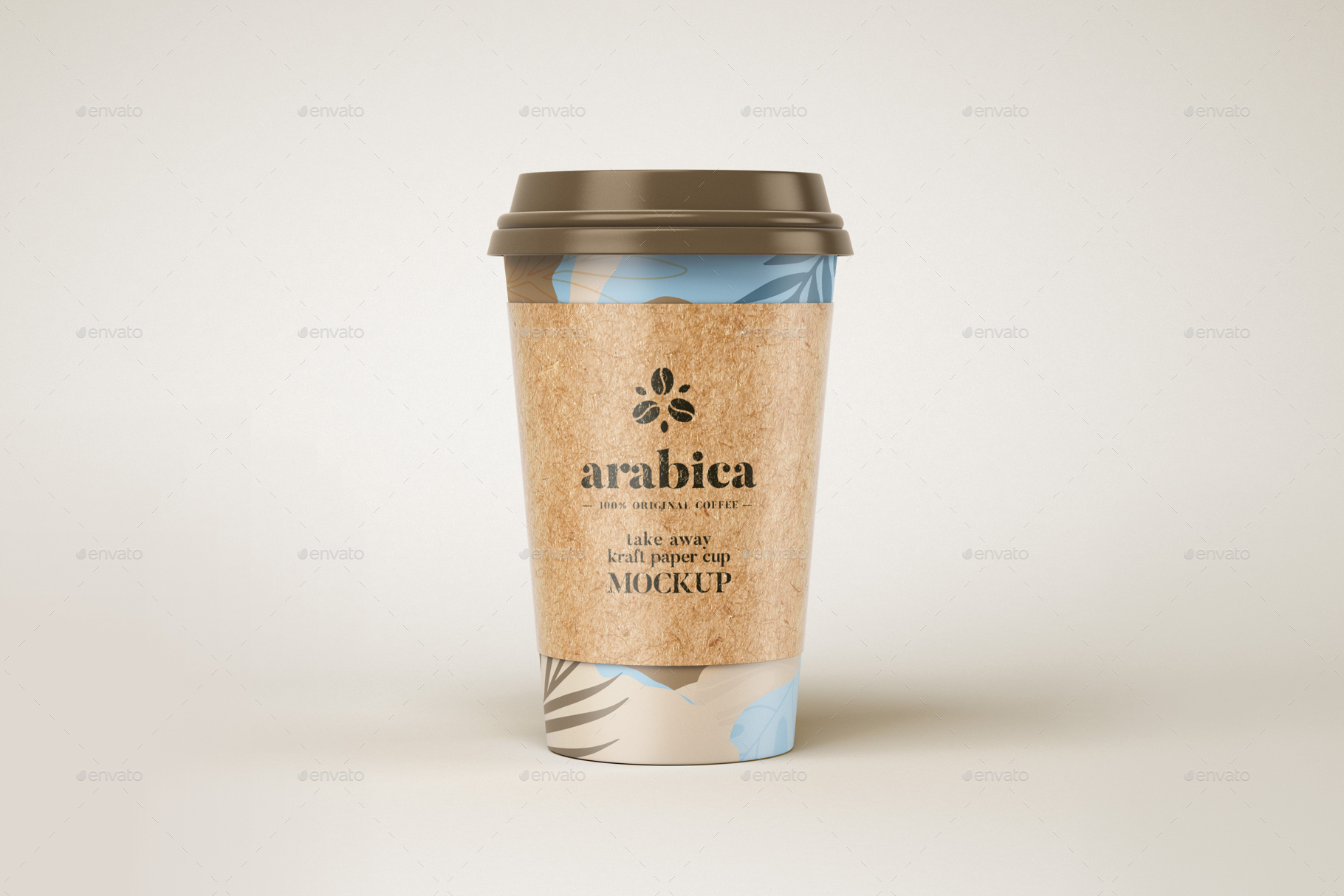 Paper Coffee Cup Black Lid 3D, Incl. to go cup & cafe - Envato