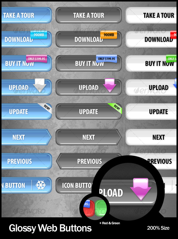 Glossy Web Buttons - Buttons Web Elements