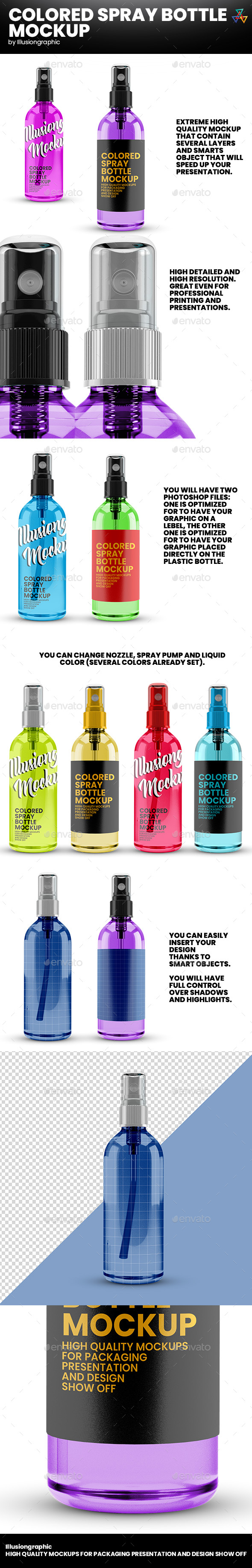 Download Colored Spray Bottle Mockup By Illusiongraphic Graphicriver