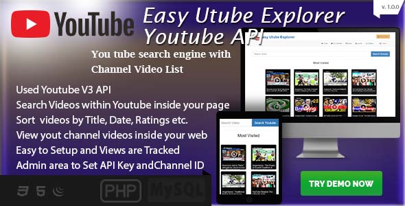 Easy Utube Explorer – Youtube API based Channel and Search