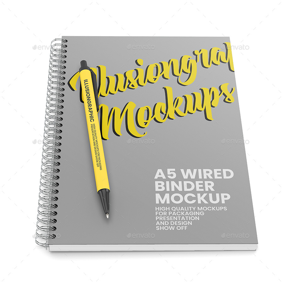 A5 Notebook with Ring Binger and Pen Mockup, Graphics | GraphicRiver