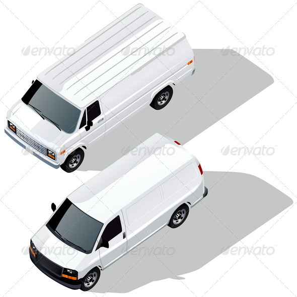 Delivery Van Isometric Set - Man-made Objects Objects