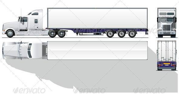 Commercial Semi-truck - Man-made Objects Objects