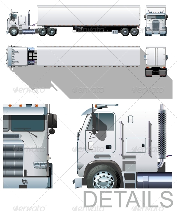 Commercial Semi-truck - Man-made Objects Objects