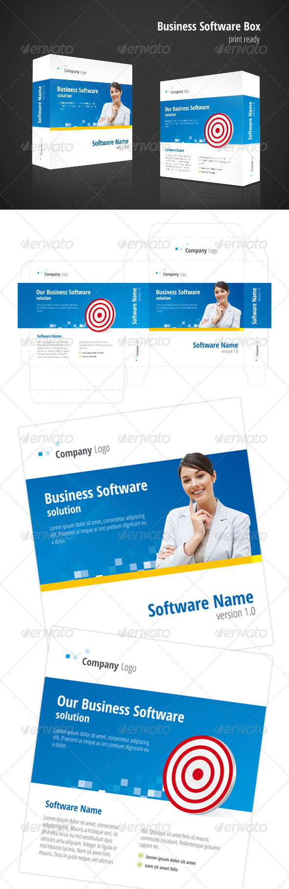 Business Software Box - Packaging Print Templates