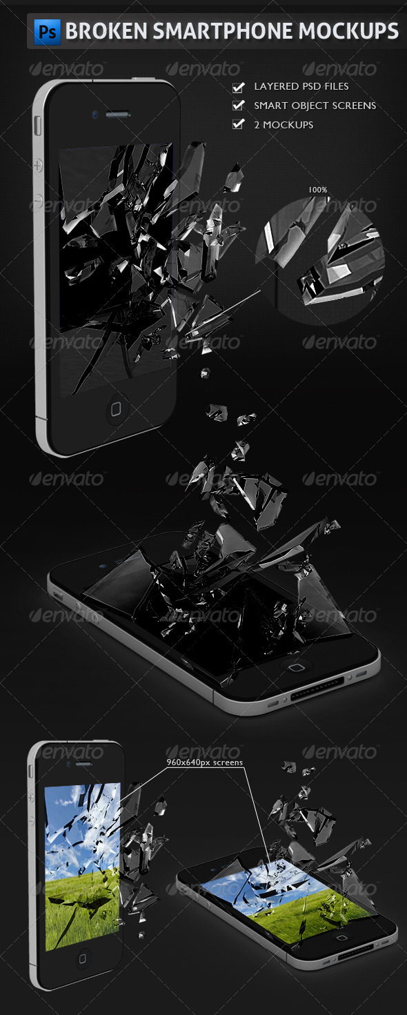 Broken Smartphone Mockups