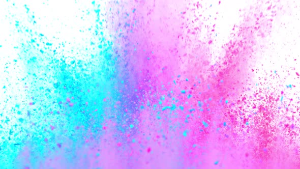 Super Slow Motion Shot of Color Powder Explosion Isolated on White Background at 1000Fps alt