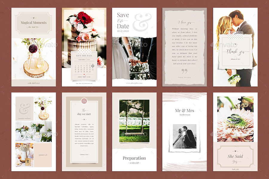 20 Wedding Instagram Stories, Web Elements | GraphicRiver