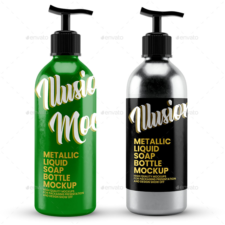 Download Metallic Liquid Soap Bottle Mockup by Illusiongraphic | GraphicRiver