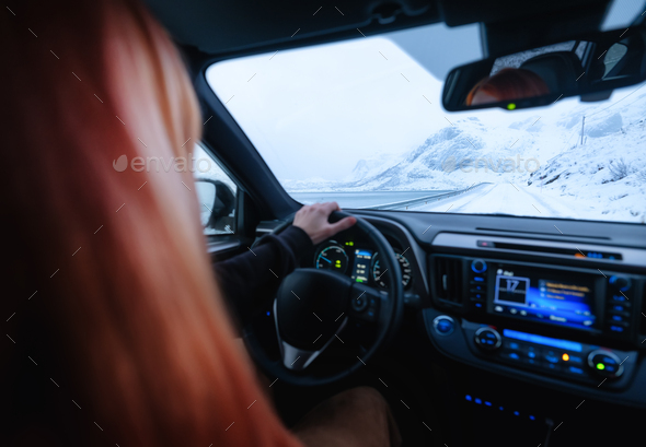 Travel by car. Inside view of the car - Stock Photo - Images