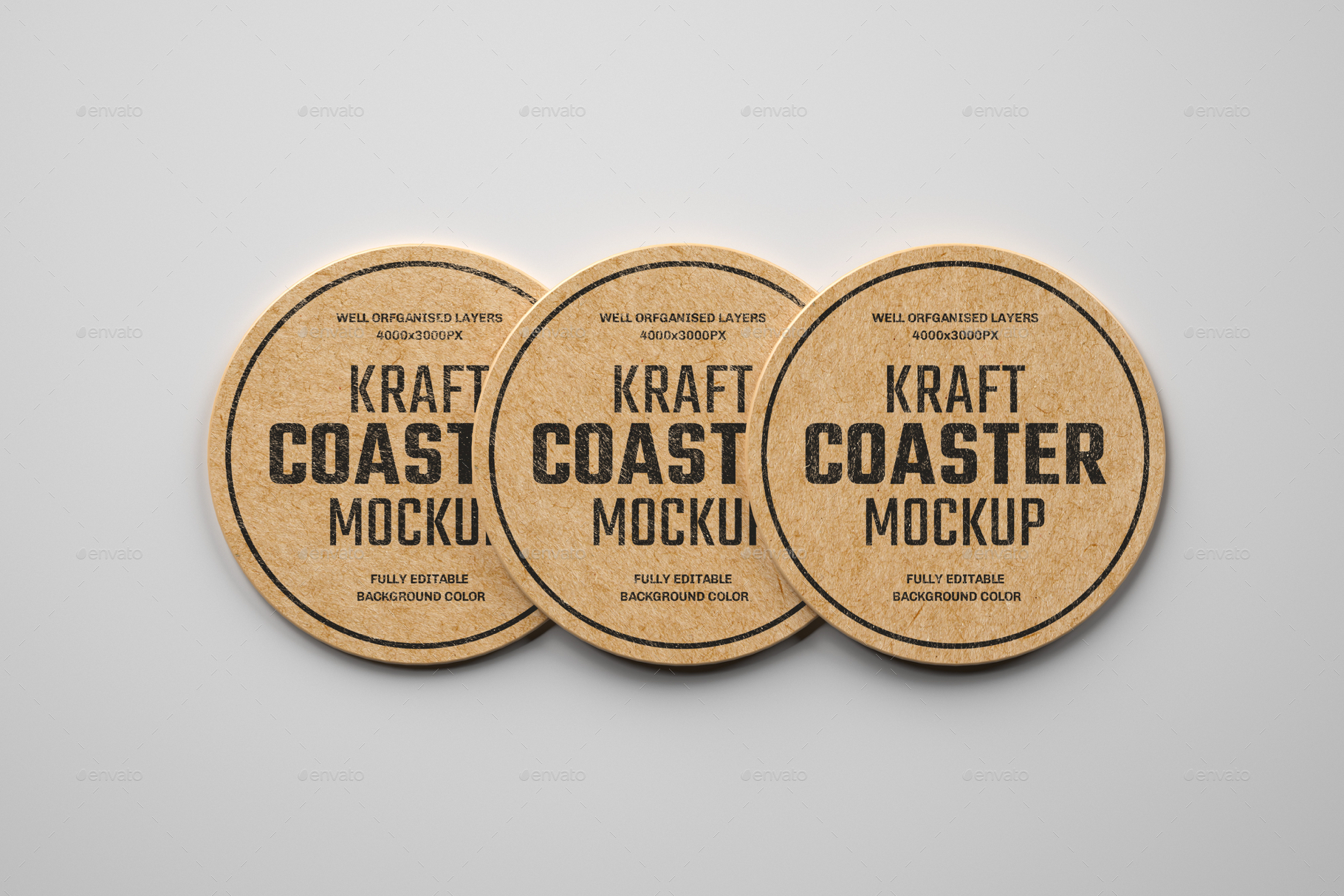 Kraft Beverage Coaster Mockup by deeplabstudio | GraphicRiver