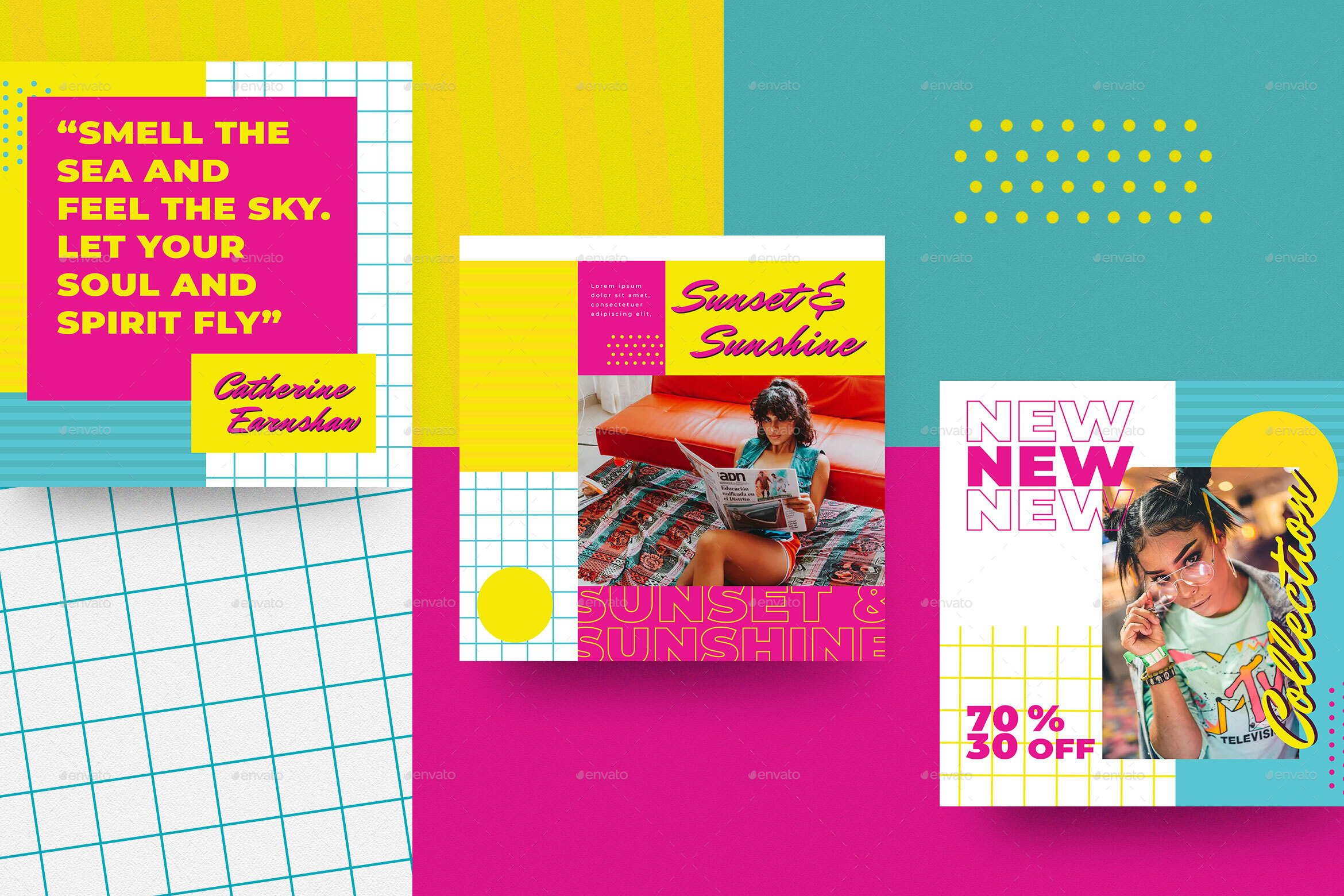 90's Summer Fashion Insta Pack by graphicook | GraphicRiver