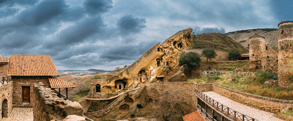 Sagarejo Municipality, Kakheti Region, Georgia. Ancient Rock-hewn Georgian Orthodox David Gareja - Stock Photo - Images