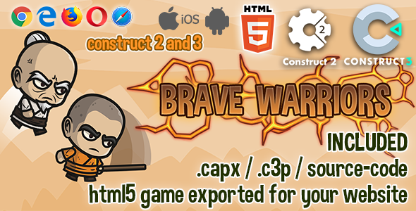 Brave Warriors HTML5 Game - Construct 2 & 3 Source-code