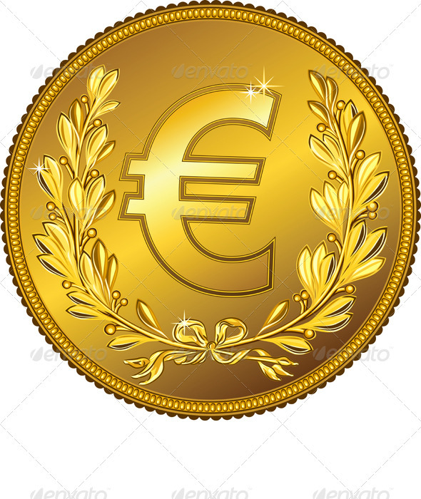Vector Gold Money Euro Coin - Business Conceptual
