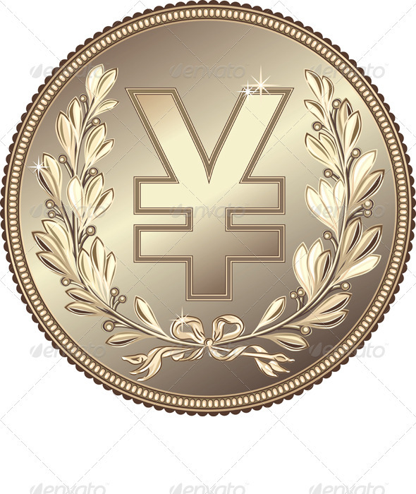 Vector Silver Money Yuan or Yen Coin