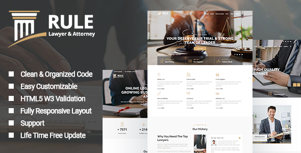 Wondrous Rule - Lawyer & Attorney HTML Template