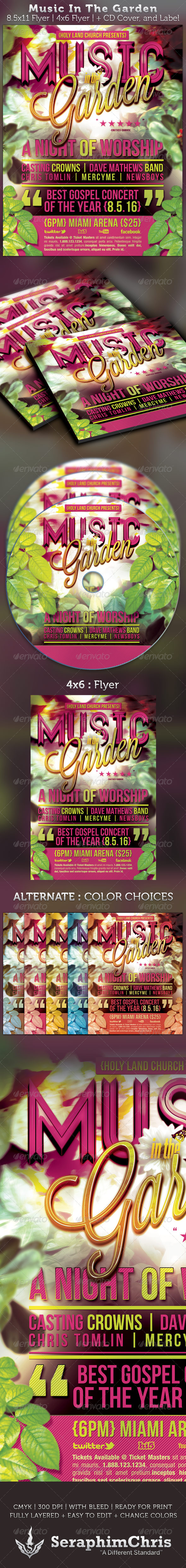 Music In The Garden Flyer and CD Cover Template - Church Flyers
