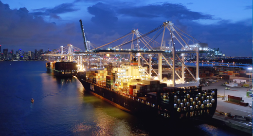 Miami port, cargo