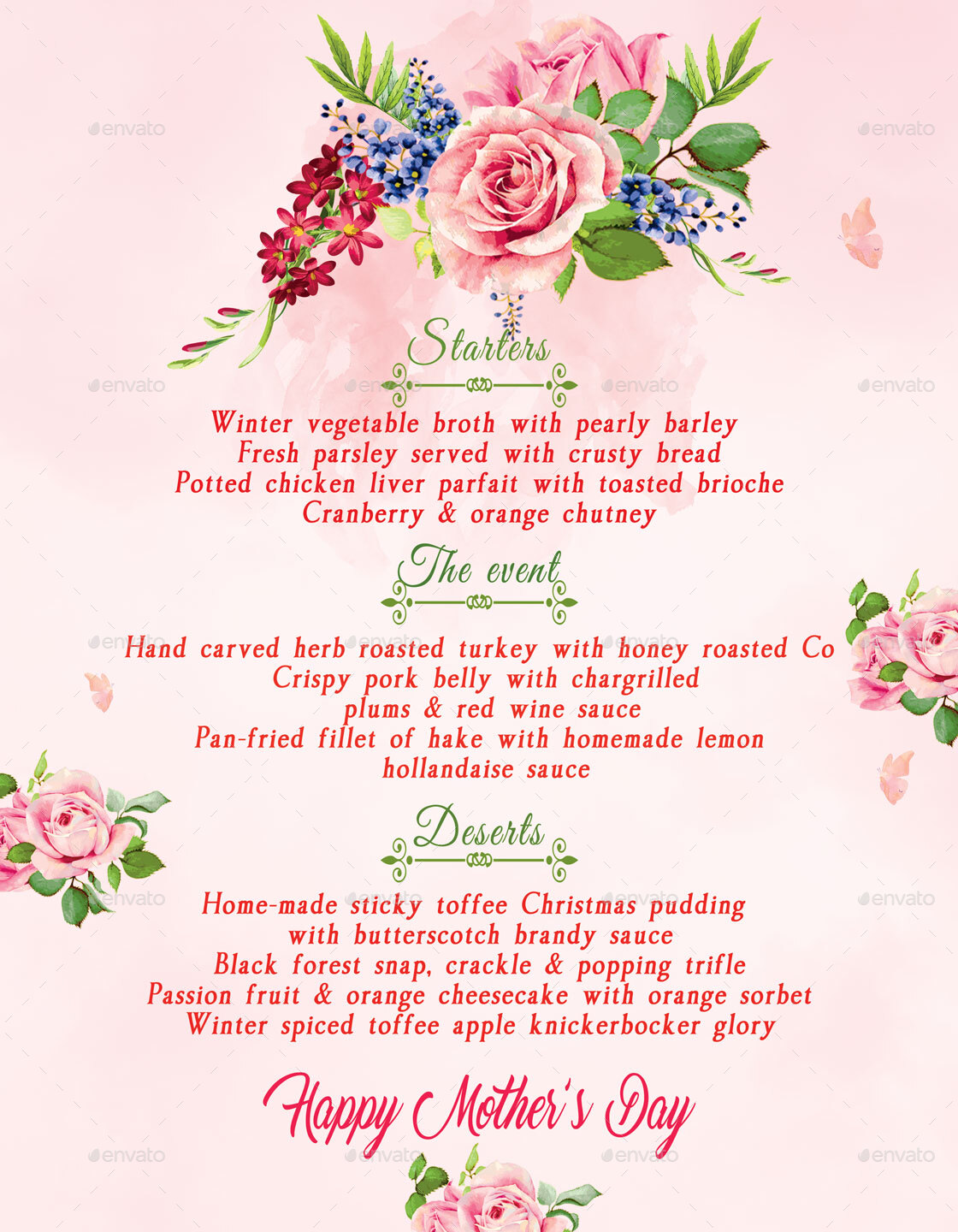 Mother s Day Menu Template