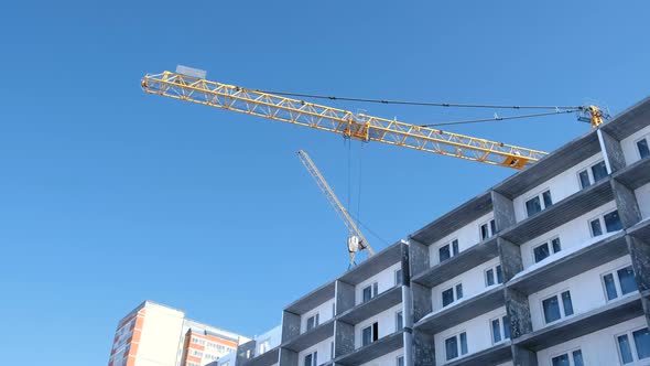 Construction of a Multi-storey Building. Construction Crane