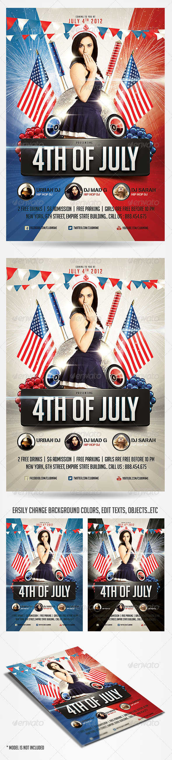 4th of July Party Flyer - Clubs & Parties Events