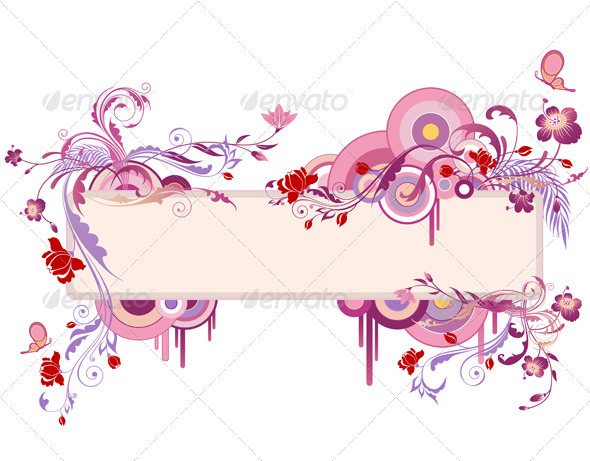 Banner with Floral Ornament - Flowers & Plants Nature