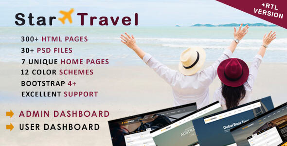Excellent Star Travel - Travel, Tour, Hotel Booking & Admin Dashboard HTML5 Template