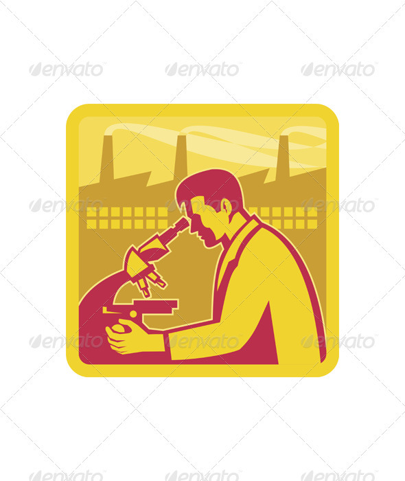 Scientist Researcher Factory Building Retro - Health/Medicine Conceptual