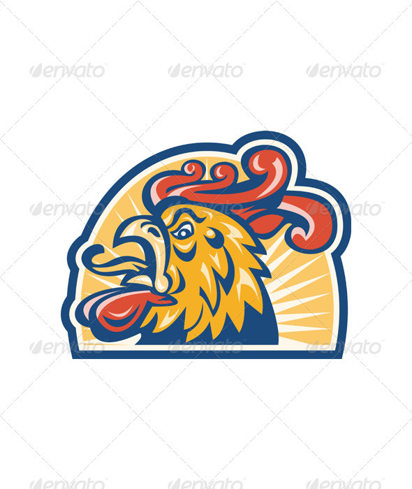 Rooster Cockerel Head Retro