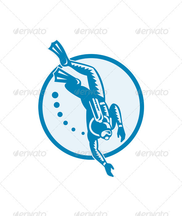 Scuba Diver Diving Retro